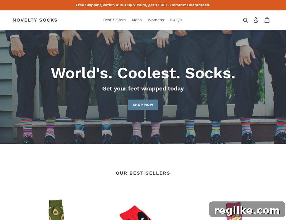Uniregistry's Latest Domain Buys Span Socks, Games and Beyond 2 Screenshot of the website at NoveltySocks.com that sells novelty socks, featuring a colorful collection of unique socks.