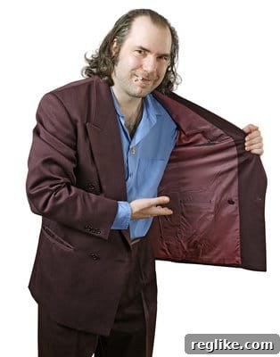 Do Discounts Undermine Domain Value? 2 Picture of sleazy salesman gesturing to the inside of his burgundy coat