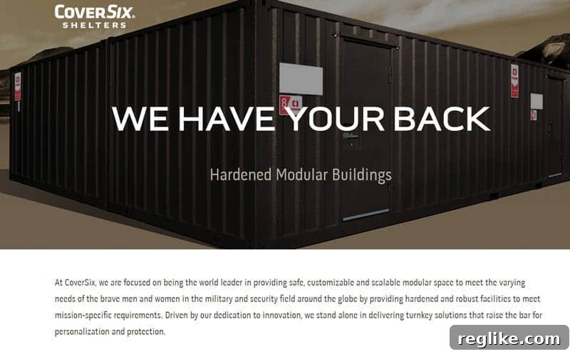 Uniregistry Weekly Domain Sales Roundup 2 Screenshot of CoverSix website. It shows a modular building with mountains in the background.