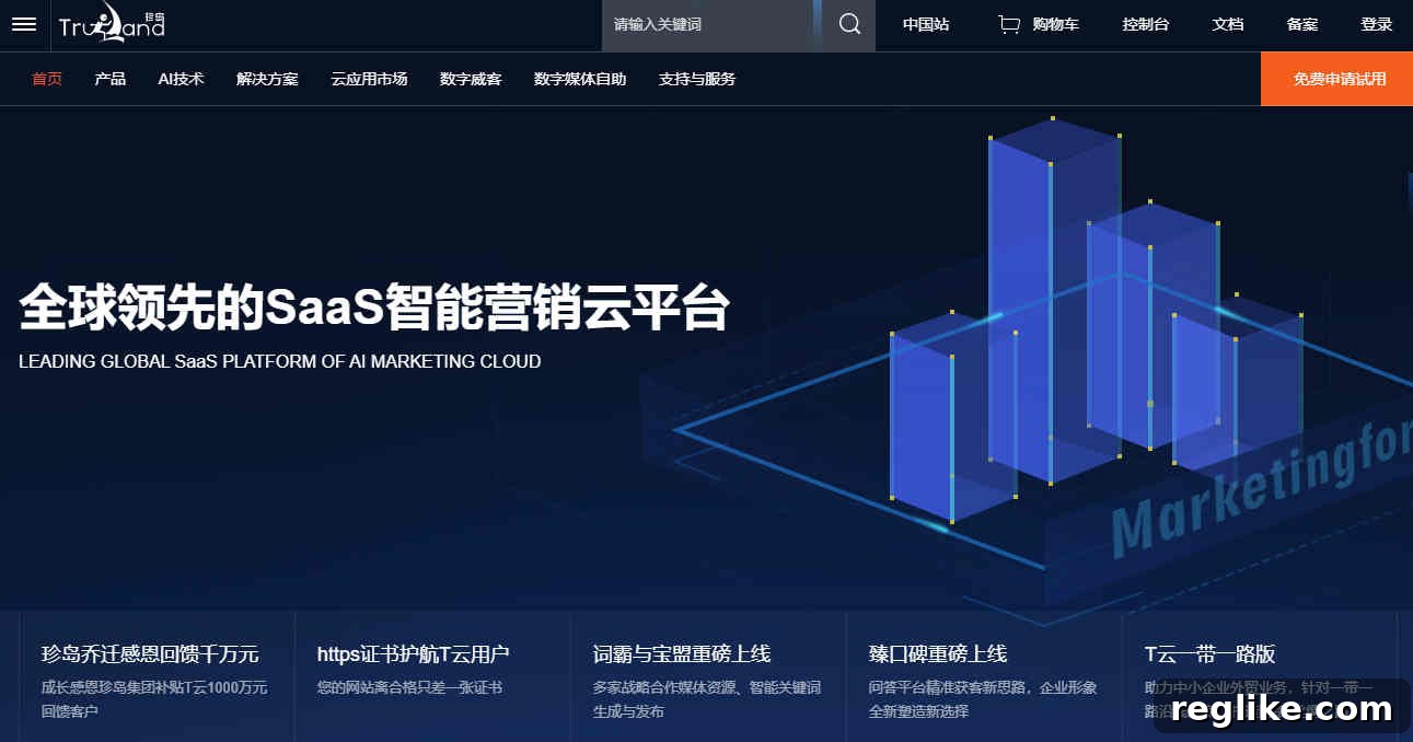 Decoding the Elite Startup's Long Numeric Web Address 2 Screenshot of the Chinese company Trueland's website, prominently featuring the 71360.com domain.