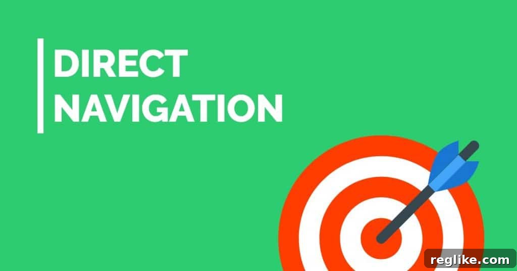 Direct Access Fuels China's Domain Demand 2 Green background with an archery target and arrow in the bullseye, with 'direct navigation' written on it, symbolizing precise website access
