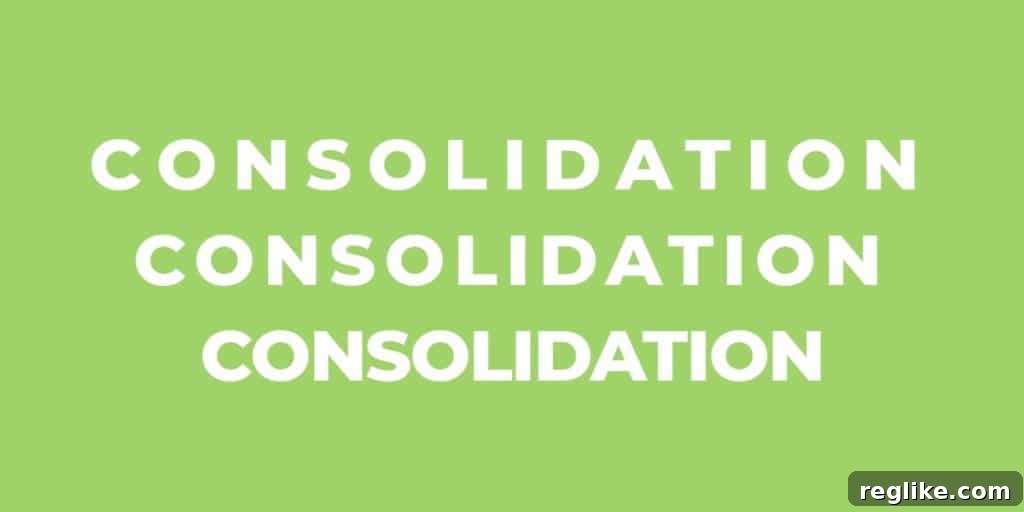 Internet Health Demands Domain Diversity 2 Green background with the words 'consolidation' in white on three lines, symbolizing the mergers and acquisitions trend in the domain industry.