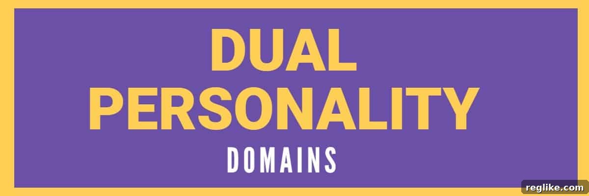The Evolving Allure of Dual Purpose Domains 2 Purple background with the words "Dual Personality Domains"