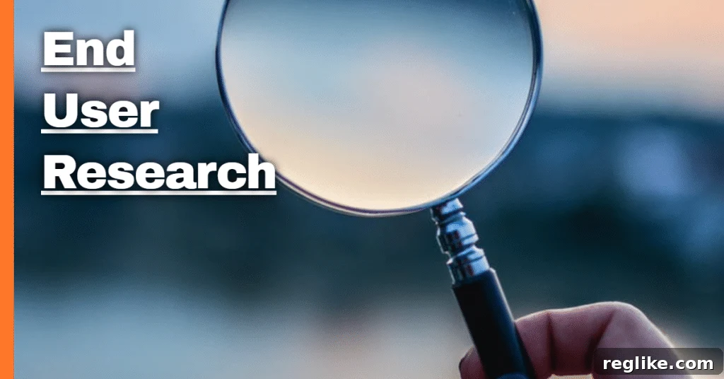 Making Smarter Domain Choices with User Research 2 A picture of a magnifying glass with the words "end user research"