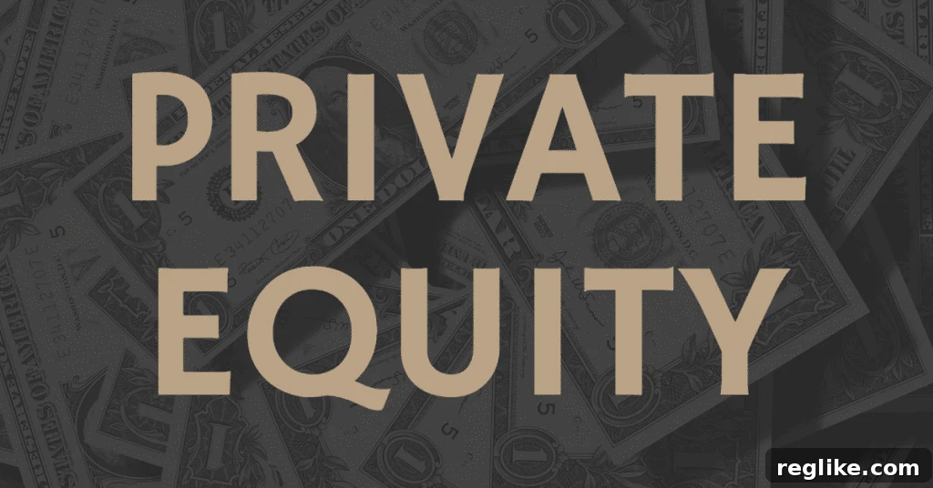 ICANN open to private equity registry ownership 2 Illustration featuring a pile of money with the words 'private equity' in a prominent gold font, symbolizing financial investment and acquisition in the digital infrastructure sector, specifically the domain name industry.