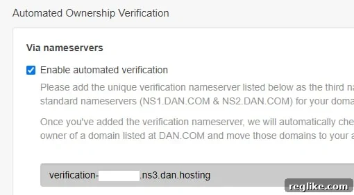Automatically Confirming Your Dan.com Listings: A Streamlined Guide 2 Screenshot of Dan.com account ownership verification