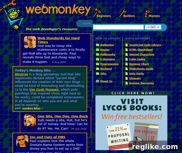 Decoding Last Month's NameJet & SnapNames Domain Sales 2 Screenshot of WebMonkey in 2002