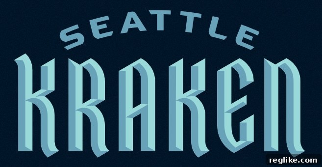 Seattle's NHL Team: The Kraken Has Awakened 2 Official Logo for the Seattle Kraken NHL Team, featuring a stylized 'S' shaped like a kraken tentacle with a piercing red eye.