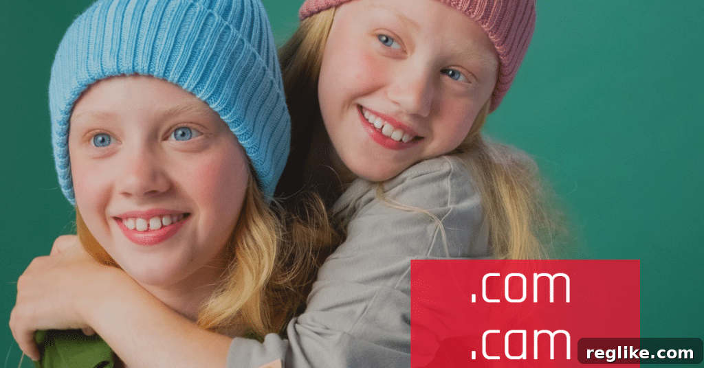 Are .cam and .com Too Similar? 2 Picture of twins with the words .com and .cam on it