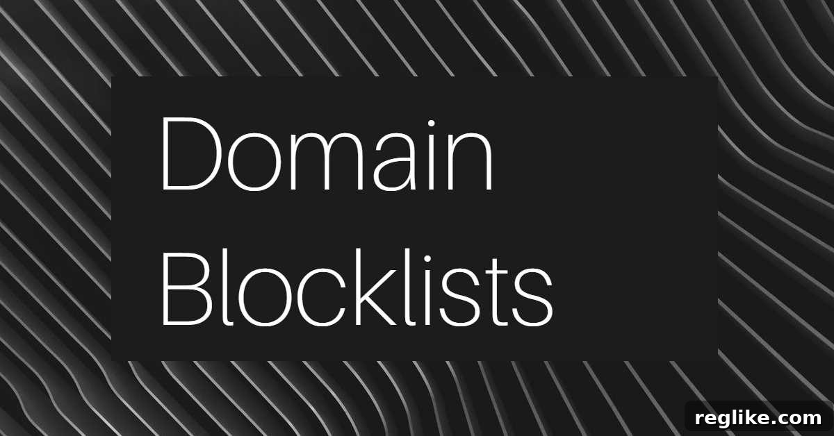 Blocklist Backfire 2 The words "domain blocklists" on a black wavy background, symbolizing the dynamic and often confusing nature of internet security and domain management.