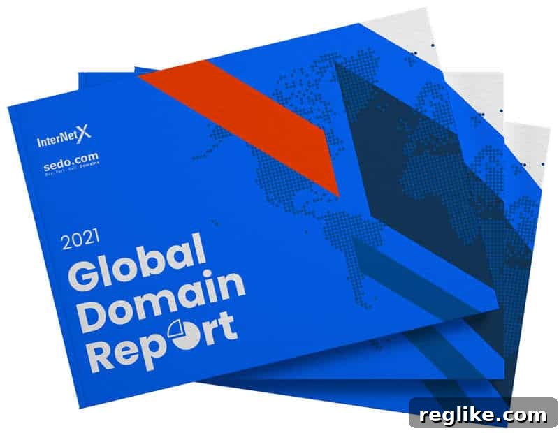Eight Key Insights from the 2021 Global Domain Analysis 2 Image of a report cover with the words "2021 Global Domain Report"