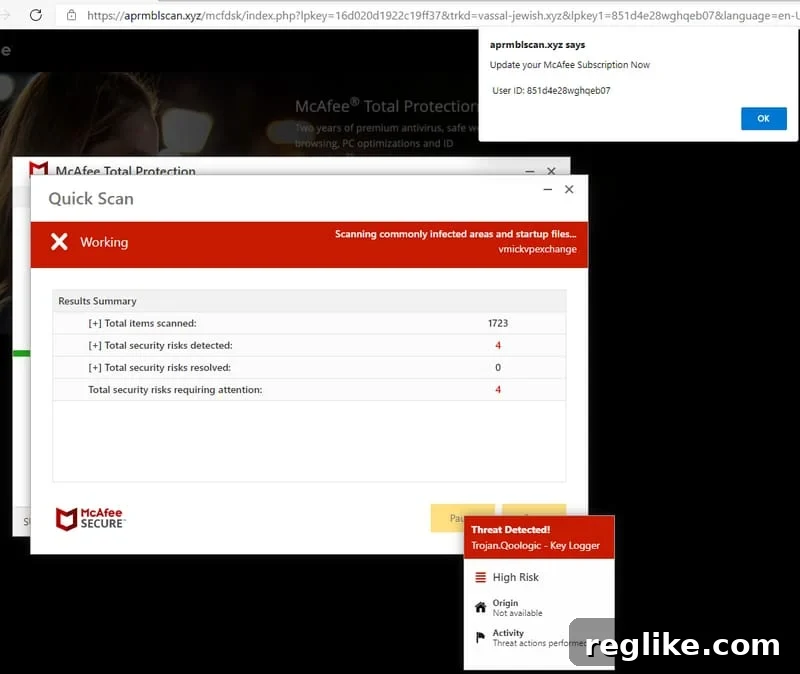 Why Zero-Click Search Fuels My Frustration 2 Image shows a security scam message pretending to be from McAfee