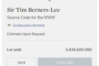 Sir Tim Berners-Lee’s Historic WWW NFT Fetches Over $5.4 Million at Sotheby’s