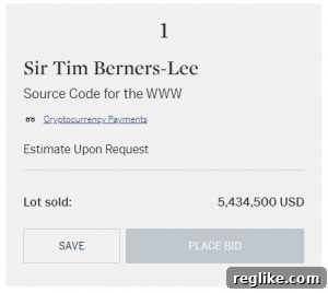 Sir Tim Berners-Lee's Historic WWW NFT Fetches Over $5.4 Million at Sotheby's 2 Screenshot of Sotheby's auction result for WWW NFT