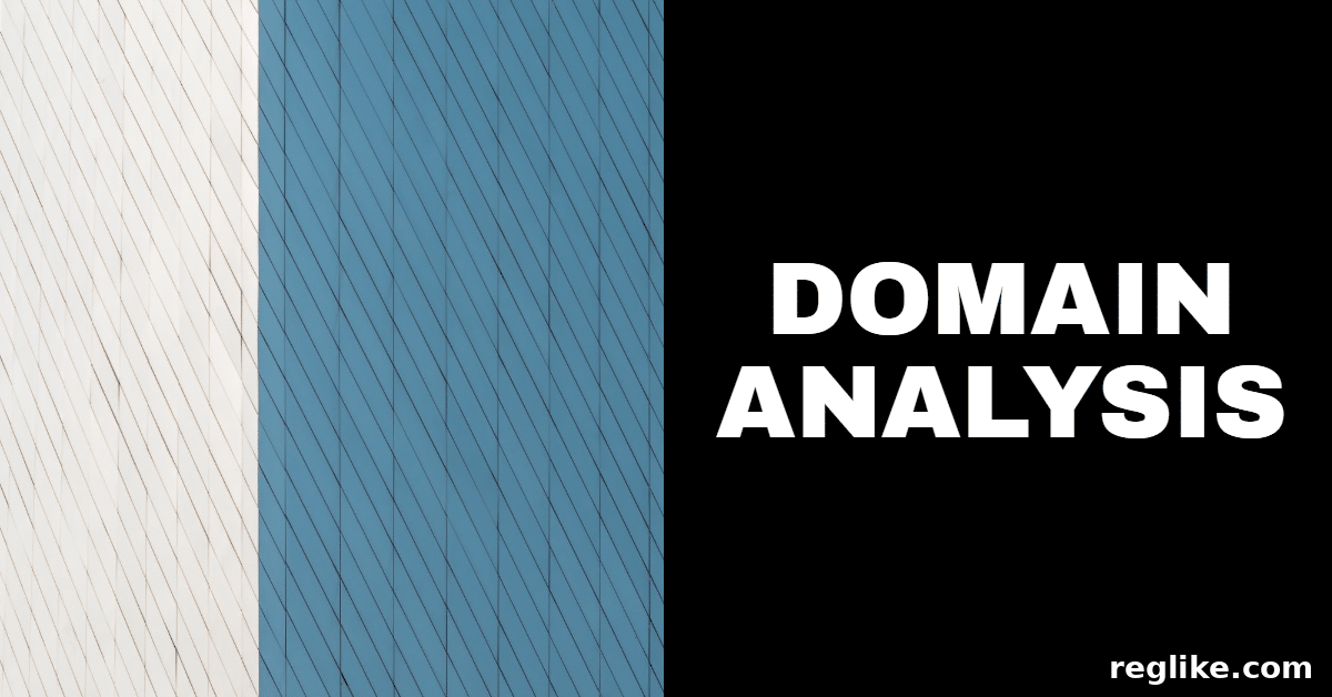 Blended Traditions, Fresh Beginnings 2 The words 'domain analysis' on a black, blue and white background, symbolizing strategic digital assessment.