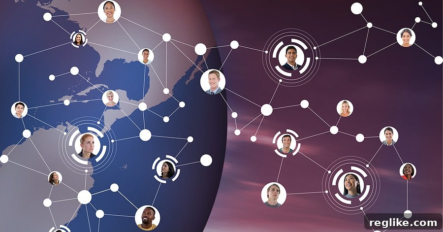 The Global Network Edge for Domain Investors 2 A vibrant globe in the background, showing interconnected people through digital bubbles, symbolizing the crucial role of a global professional network in international domain investing.