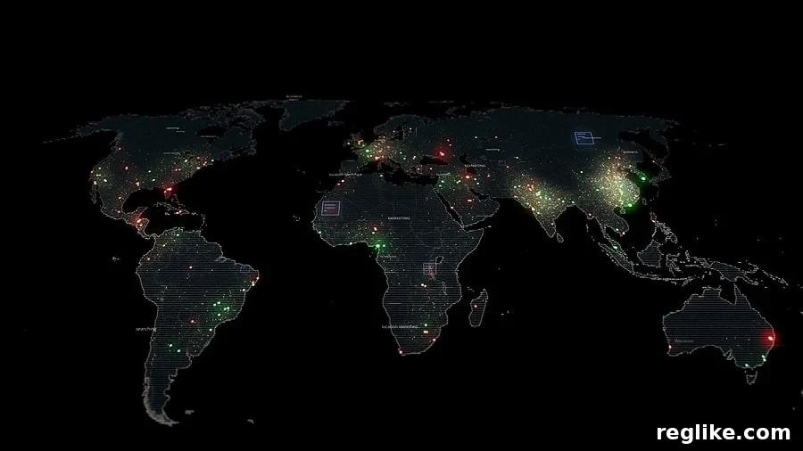 Domain Sales: Targeting Globally Diverse Markets 2 Image of a world map with lights in major cities, symbolizing global reach and interconnectedness