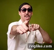 car salesman Experienced car salesman gesturing towards an invisible car, implying a pushy sales tactic.