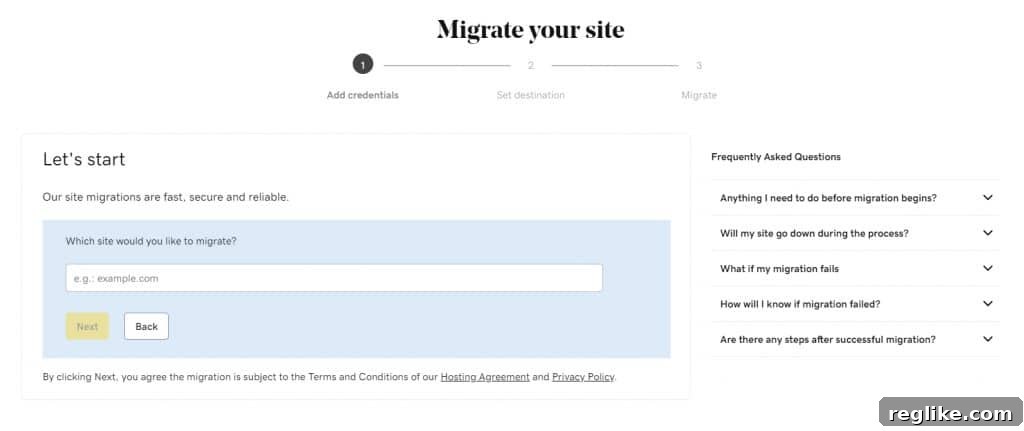 Migrating WordPress Sites: A Breeze Compared to the Past 2 GoDaddy Site Migration Tool Interface
