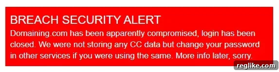 Domaining.com Breached 2 Domaining.com Breach Notice