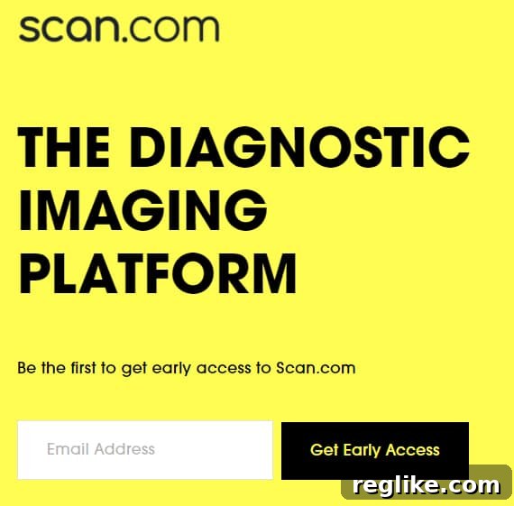 Idealab Divests Scan.com to Health Tech Innovator 2 Screenshot of scan.com as of december 1, 2021, showing "the diagnostic imaging platform" and a form for get early access