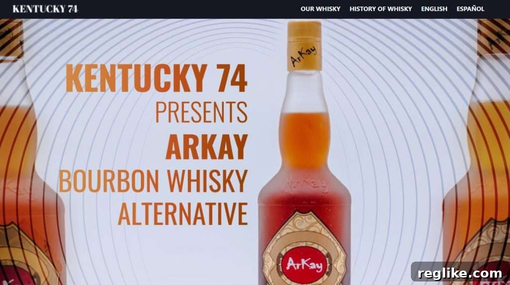 Digital Brew Blockers 2 Screenshot of a website for Kentucky74.com that advertises a rival's fake alcohol and has pictures of non-alcoholic whiskyy