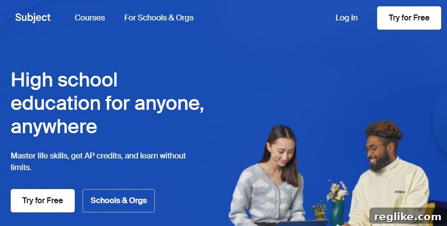 $29.4 Million Investment Fuels Emile's Rebrand to Subject.com 2 Screenshot of Subject.com with a picture of two people looking at screens learning