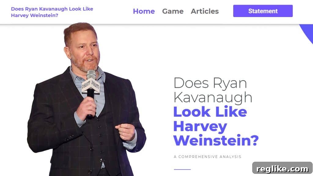 YouTuber Ethan Klein Deals Ryan Kavanaugh Cybersquatting Loss 2 Screenshot of site subject to a UDRP shows film financier Ryan Kavanaugh and the words "does ryan kavanaugh look like harvey weinstein"?