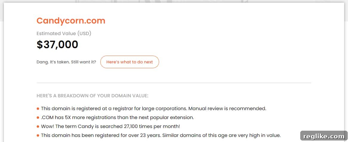 Domain appraisal for candycorn .com from saw.com