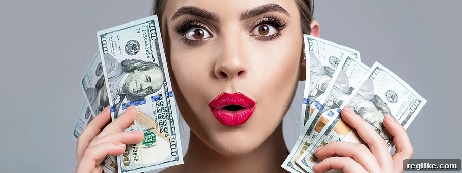 Strong Dollar: A Chance to Snag Valuable Domains 2 Woman holding hundred dollar bills next to her head