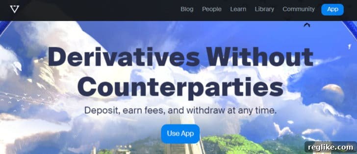 Five-Figure Success: 18 Developed .XYZ Domains Sold This Year 7 Primitive.xyz website featuring its tagline 'derivatives without counterparties' and a focus on decentralized finance solutions.