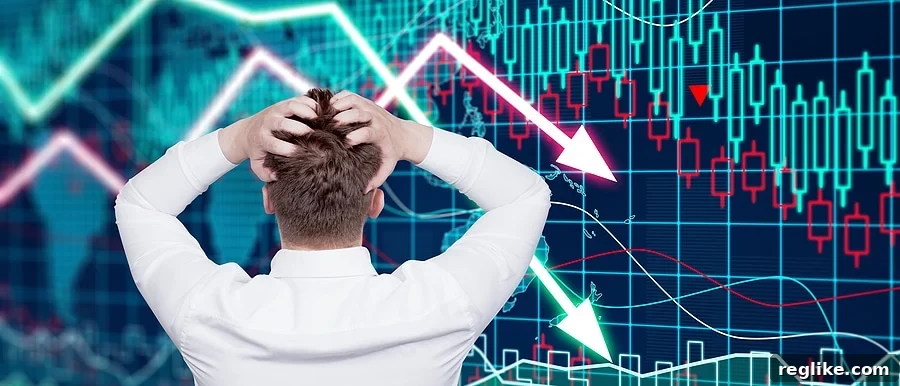 How I Master Market Mayhem Without Losing My Cool 2 Picture of man with hands in hair watching downward arrows representing market prices