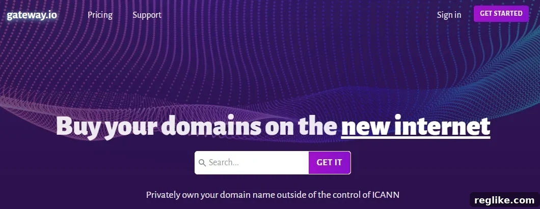 Handshake Registrar Collapses Under Unstoppable Domains Lawsuit Pressure 2 A screenshot of gateway.io's former search box for blockchain-based domains, now defunct, symbolizing the uncertainty in decentralized domain registration.