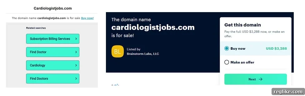 Update Dan.com Parking for Seamless Ad Transition 3 pay-per-click lander for cardiologistjobs.com and a for sale lander for the same domain