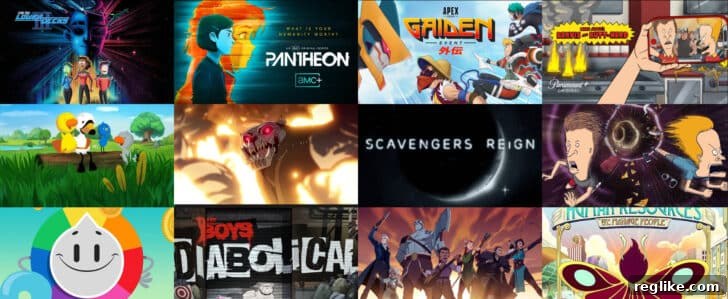 Titmouse Studio Pursues Its Digital Birthright: Titmouse.com 2 Screenshot of Titmouse work, including Netflix shows, Pantheon, Star Trek, Beavis and Butt-Head and more.
