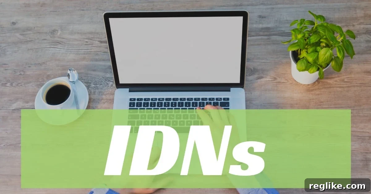 Image of a computer and cup of coffee with the word "IDNs" overlayed on a green bar
