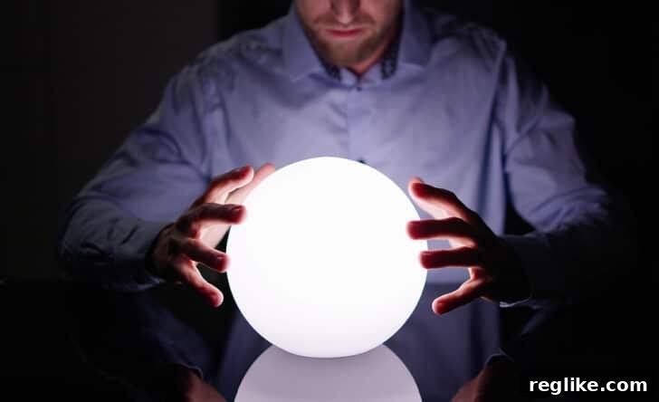 Digital Real Estate: My 2023 Domain Forecast 2 A person's hands resting on a glowing crystal ball, symbolizing foresight and future predictions in the domain business