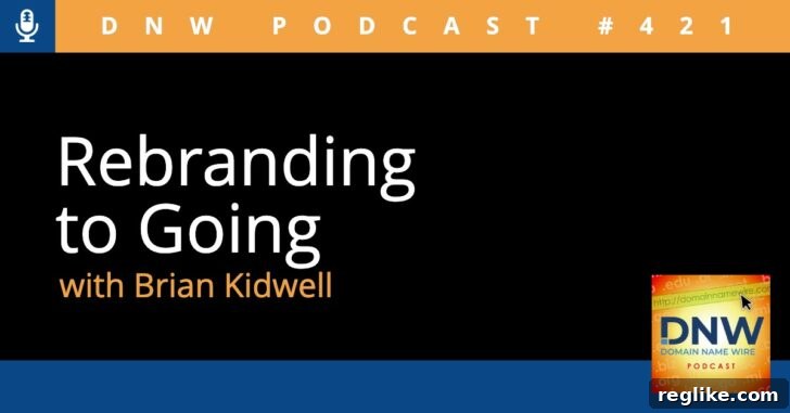 Our Rebrand to Going: The Full Story (DNW Podcast #421) 2 Graphic that says "Rebranding to Going with Brian Kidwell"