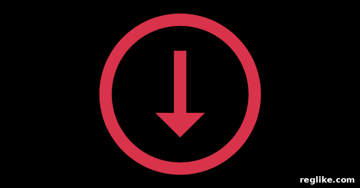 A red arrow inside a red circle, pointing down, on a black background
