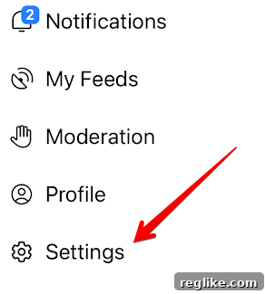 Your Domain, Your BlueSky Handle: The Easy Setup Guide 2 BlueSky side panel with an red arrow pointing to Settings