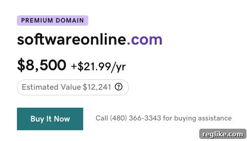 Time to Revisit Your GoDaddy Domain Appraisals? 3 GoDaddy listing for 'softwareonline' clearly shows its estimated value is more than the purchase price, highlighting a potential deal for buyers