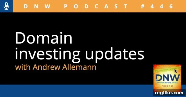 Graphic with words "Domain investing updates" and charts, symbolizing growth and data analysis.
