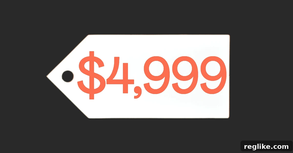 I Consulted Squadhelp's Founder, Then Revamped My Domain Pricing 2 A price tag displaying $4,999, symbolizing strategic domain pricing below psychological thresholds