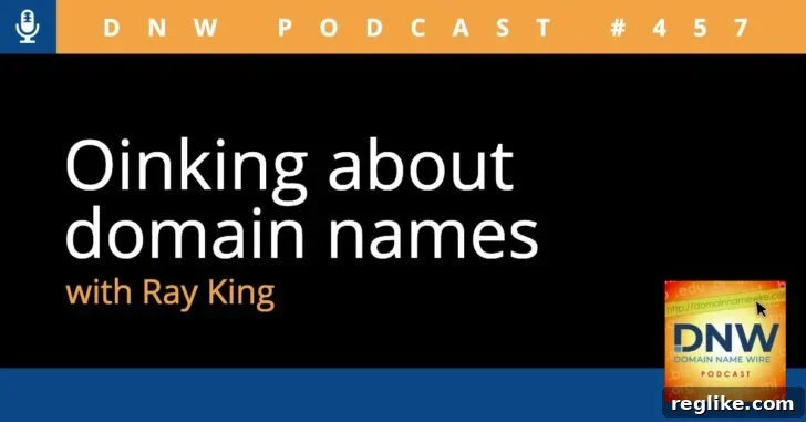 Podcast graphic with the words 'Oinking about domain names with Ray King'