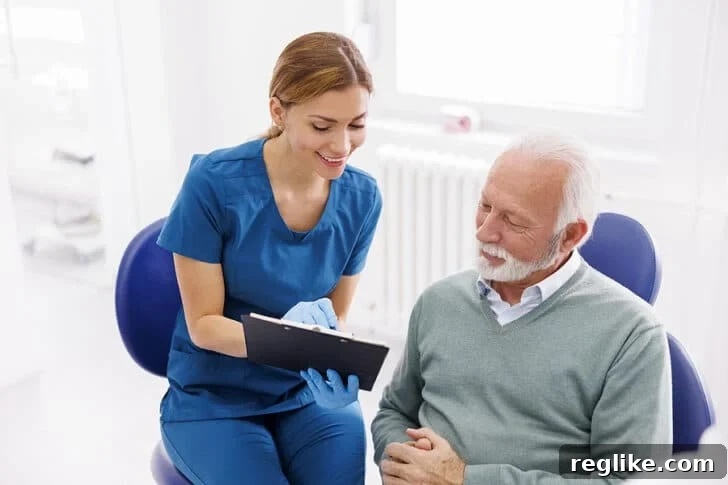 Google's January Updates Threaten Parking Ad Revenue 2 A doctor asking a senior citizen to sign a form to consent before performing a procedure.