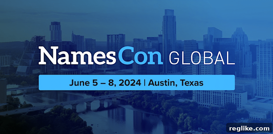 Last Chance for Current NamesCon Ticket Prices 2 Graphic for NamesCon Global 2024, featuring a dynamic image of Austin's skyline at sunset with event branding.