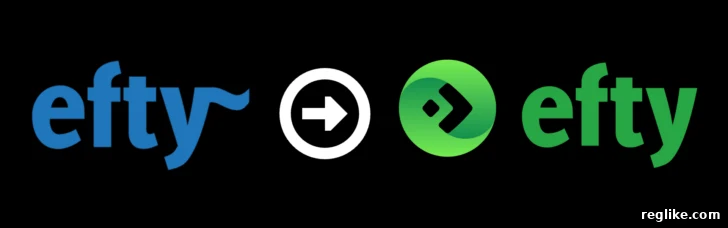 Efty Unveils Efty Pay and Fresh Brand Identity 2 Image of old and new Efty logos with an arrow pointing to the new arrow. The old logo is a stylized "Efty" in blue and the new one is a stylized "Efty" in green.