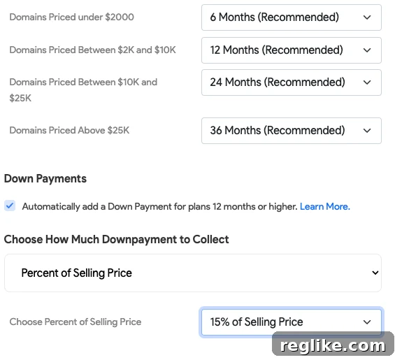 Squadhelp Launches Down Payment Option for Lease-to-Own 2 Squadhelp payment plan settings