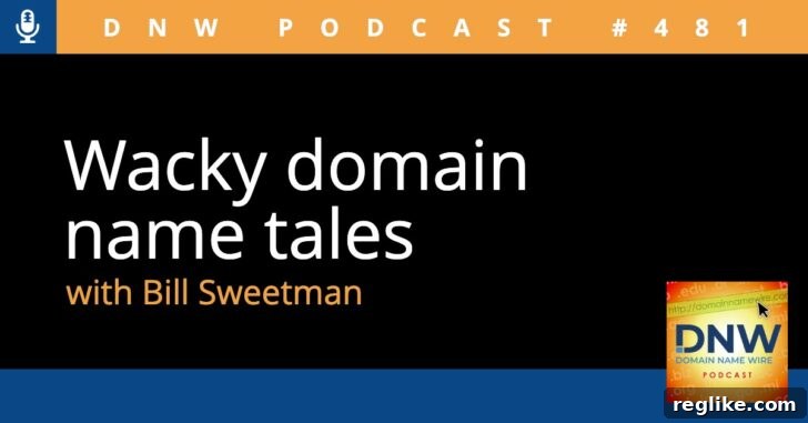 The Curious Cases of Domain Names 2 Explore the fascinating and often challenging world of domain name acquisition with 'Wacky domain name tales' featured on a black background, representing intriguing stories from expert domain brokers.