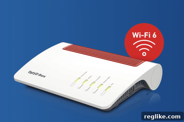 Image of Fritz!Box internet gateway, a modern white router.